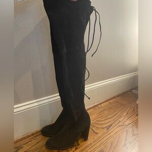 Stuart Weitzman Black Over-the-Knee Boots with Block Heel